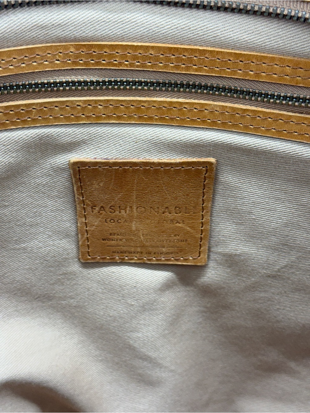 ABLE Alem Cognac Tan Leather Utility Tote Bag - Picture 10 of 13